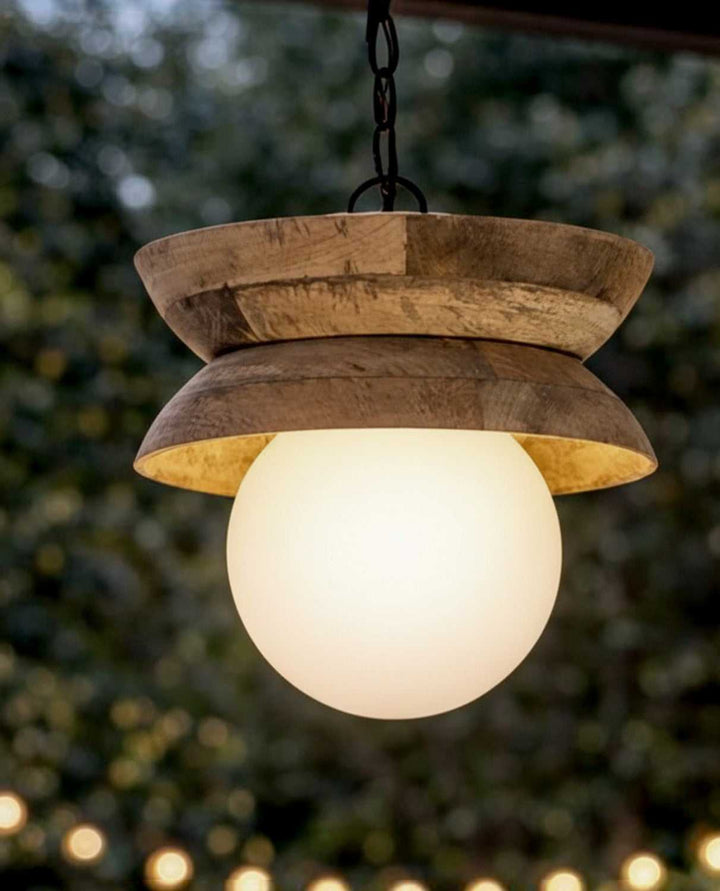 Maeva One Light Pendant in Natural Wood + Black Canarm Canada