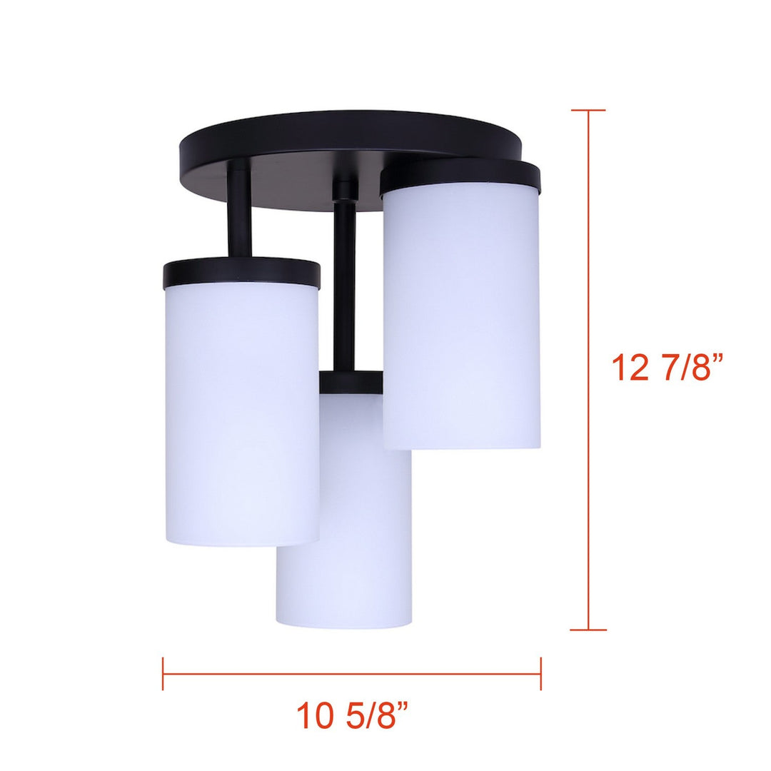 Britton Three Light Semi-Flush Mount in Matte Black Canarm Canada