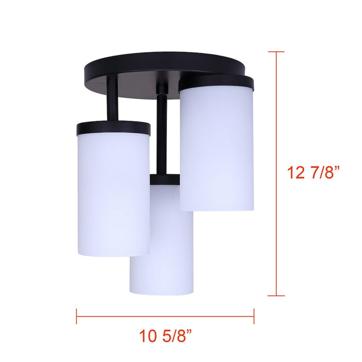 Britton Three Light Semi-Flush Mount in Matte Black Canarm Canada