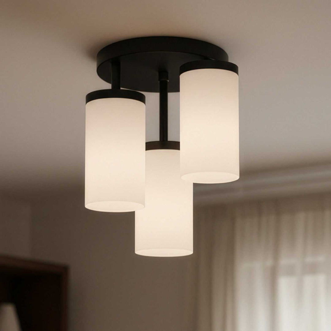 Britton Three Light Semi-Flush Mount in Matte Black Canarm Canada