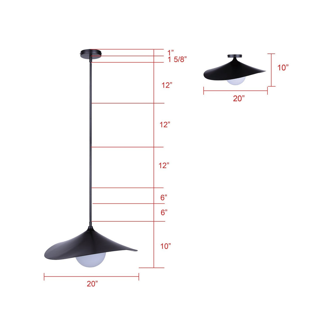 Termoli One Light Pendant in Matte Black Canarm Canada