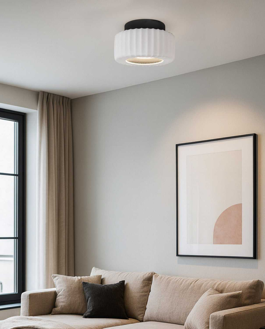 Dario LED Flush Mount in Matte Black And White Canarm Canada