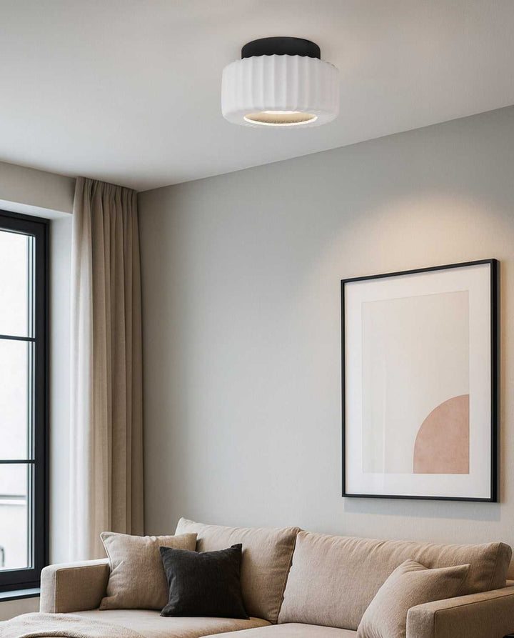 Dario LED Flush Mount in Matte Black And White Canarm Canada