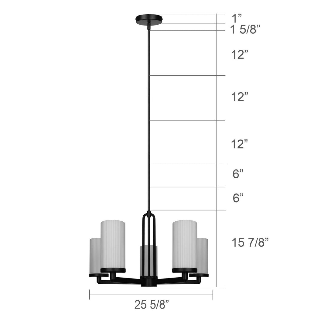 Kinslea Five Light Chandelier in Matte Black Canarm Canada