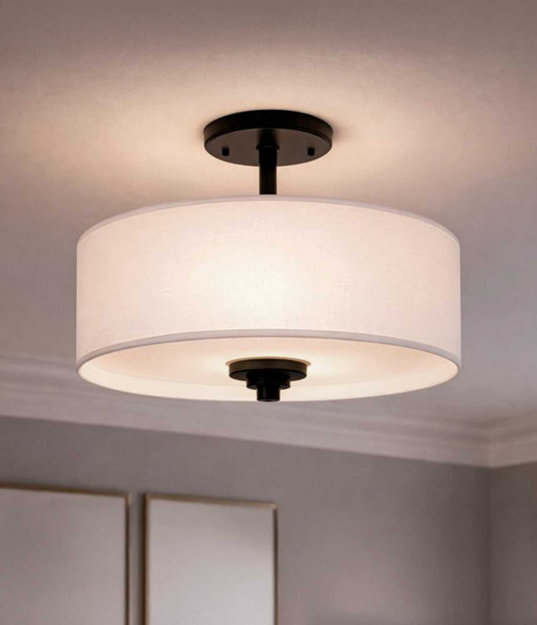 Pier Three Light Semi-Flush Mount in Matte Black Canarm Canada