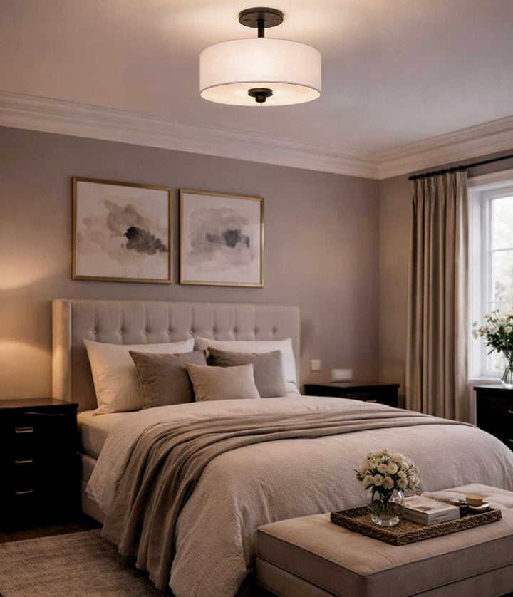 Pier Three Light Semi-Flush Mount in Matte Black Canarm Canada