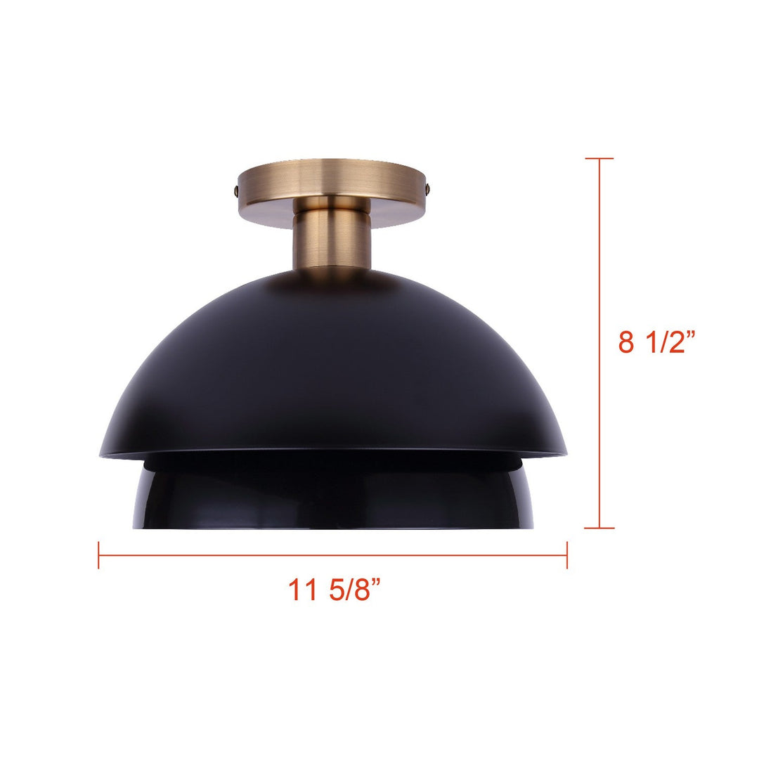 Anya One Light Semi-Flushmount in Matte Black And Gold Canarm Canada
