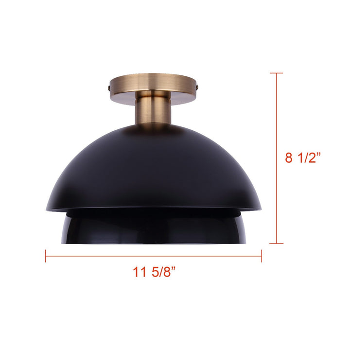 Anya One Light Semi-Flushmount in Matte Black And Gold Canarm Canada