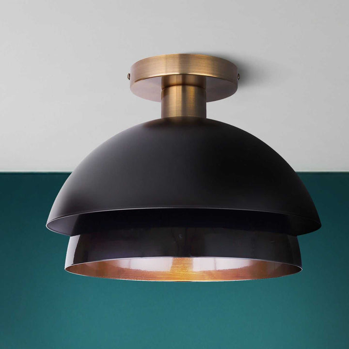 Anya One Light Semi-Flushmount in Matte Black And Gold Canarm Canada