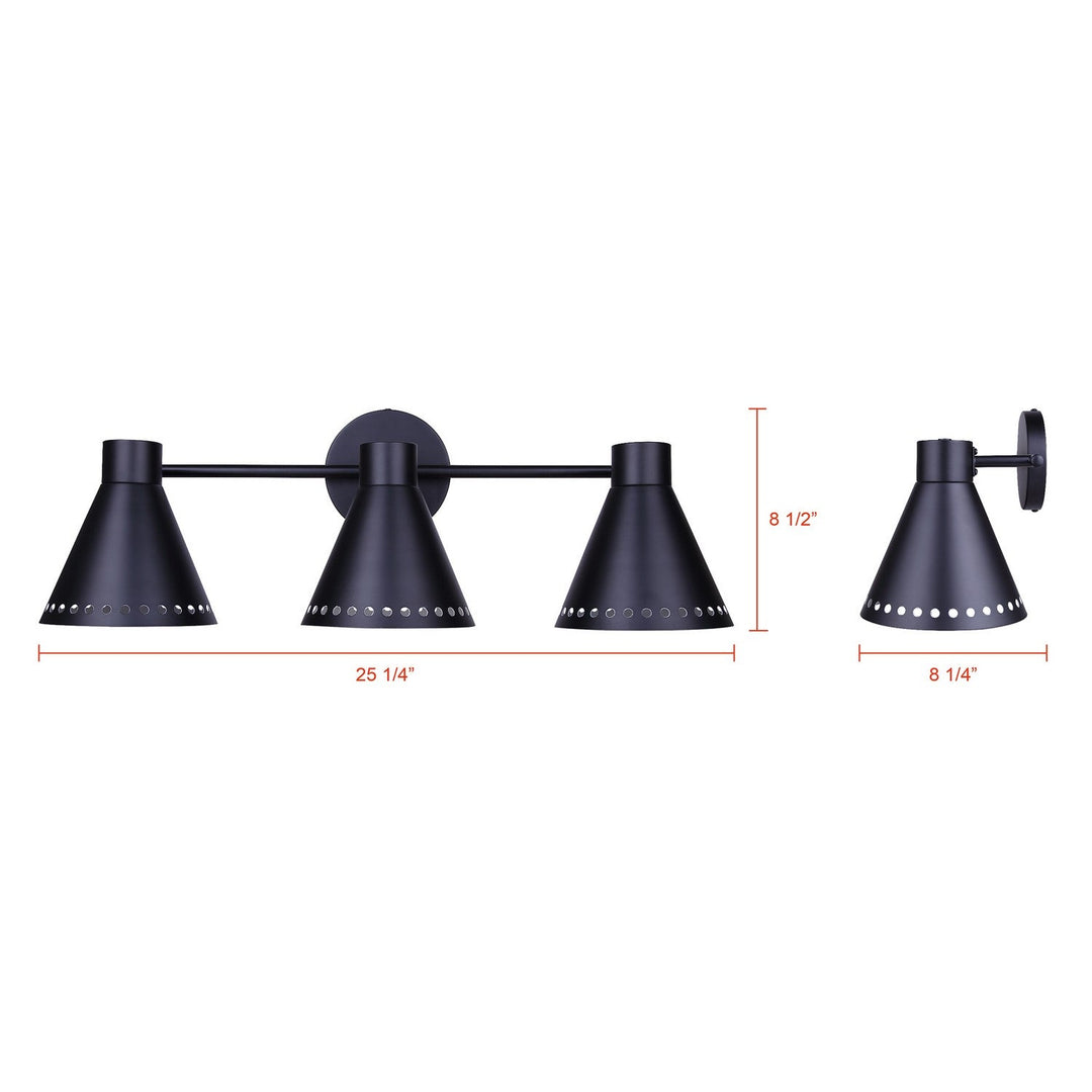 Albie Three Light Vanity in Matte Black Canarm Canada