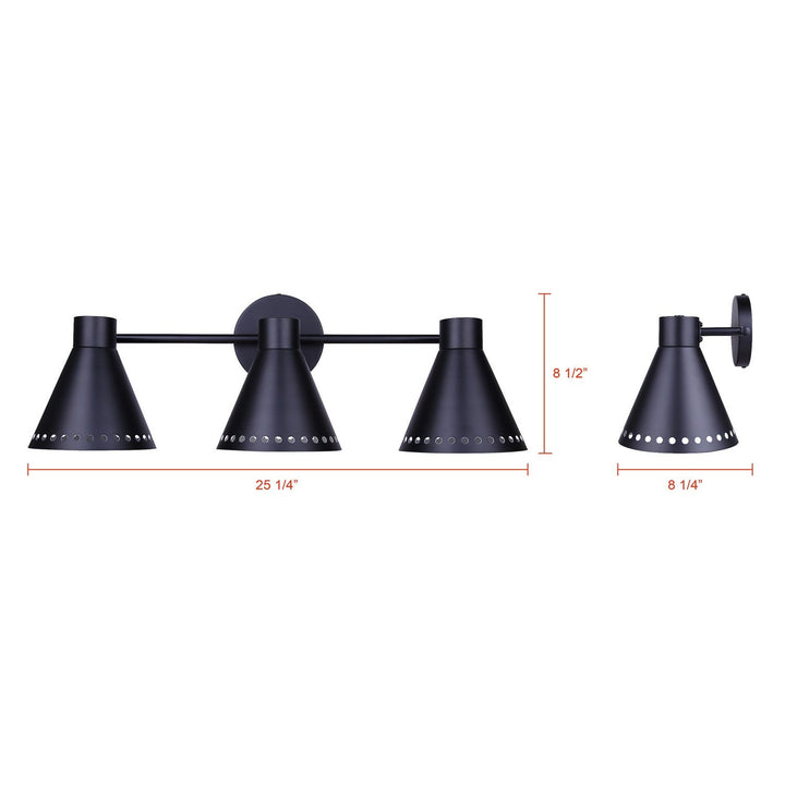 Albie Three Light Vanity in Matte Black Canarm Canada