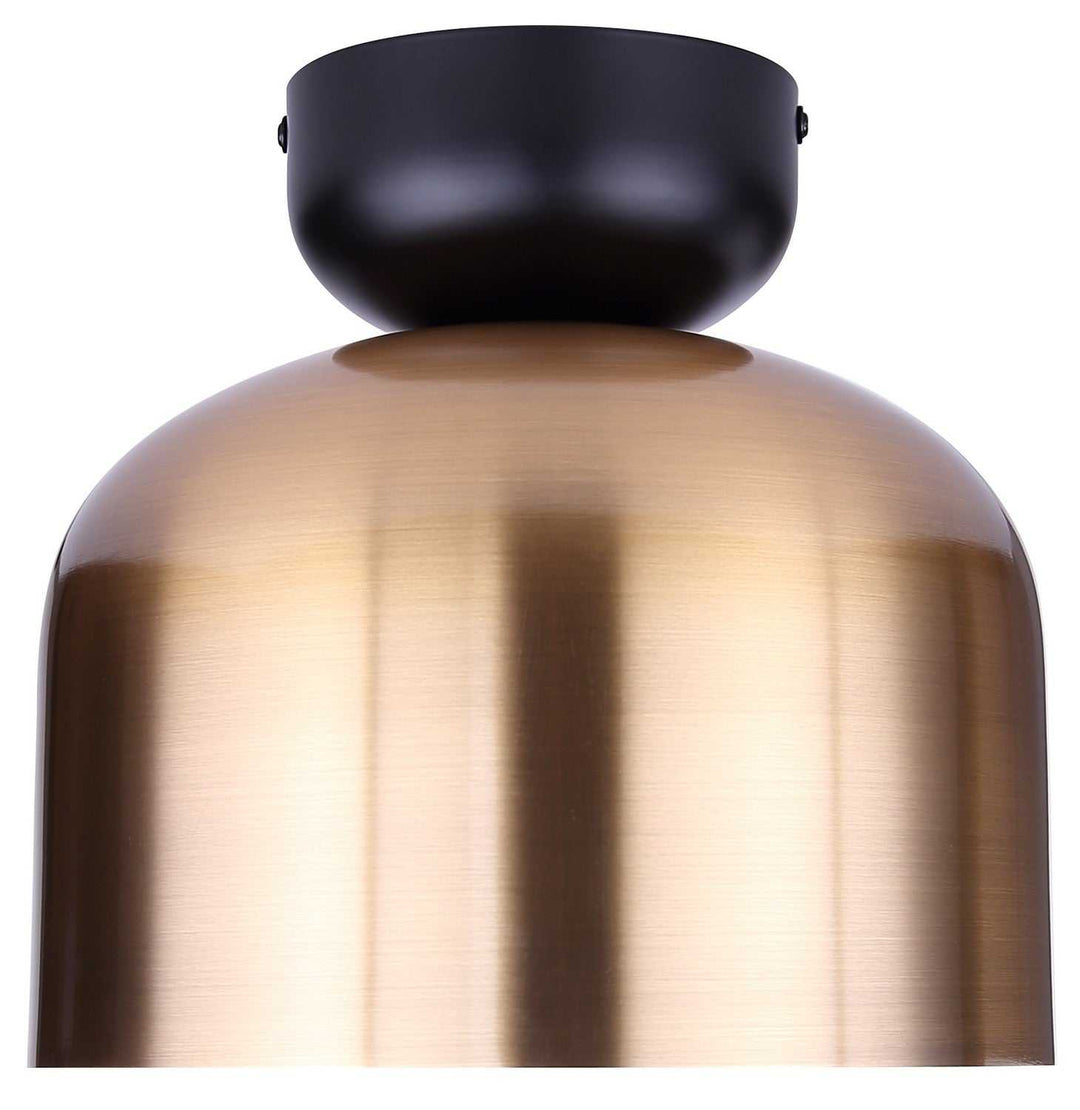 Caleb One Light Flush Mount in Gold & Matte Black Canarm Canada