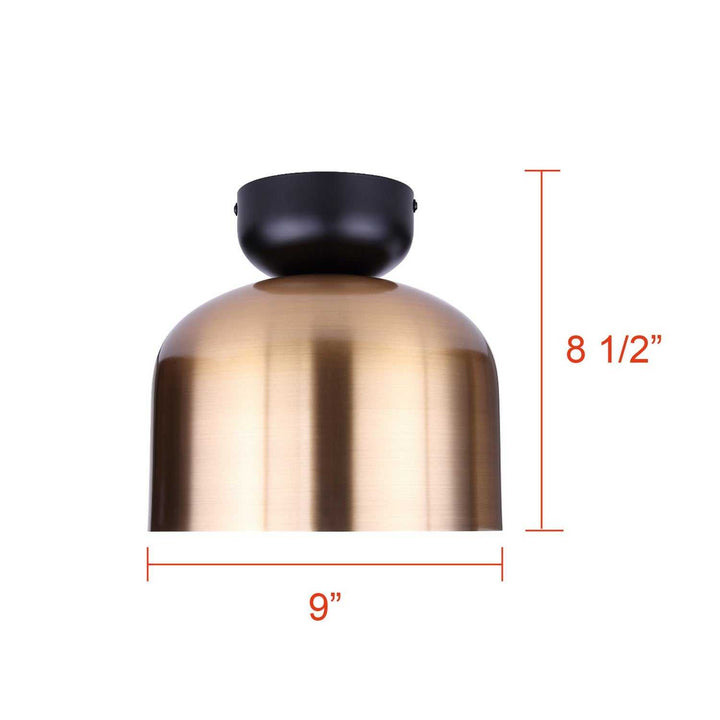 Caleb One Light Flush Mount in Gold & Matte Black Canarm Canada
