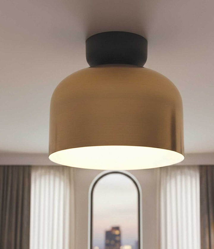 Caleb One Light Flush Mount in Gold & Matte Black Canarm Canada