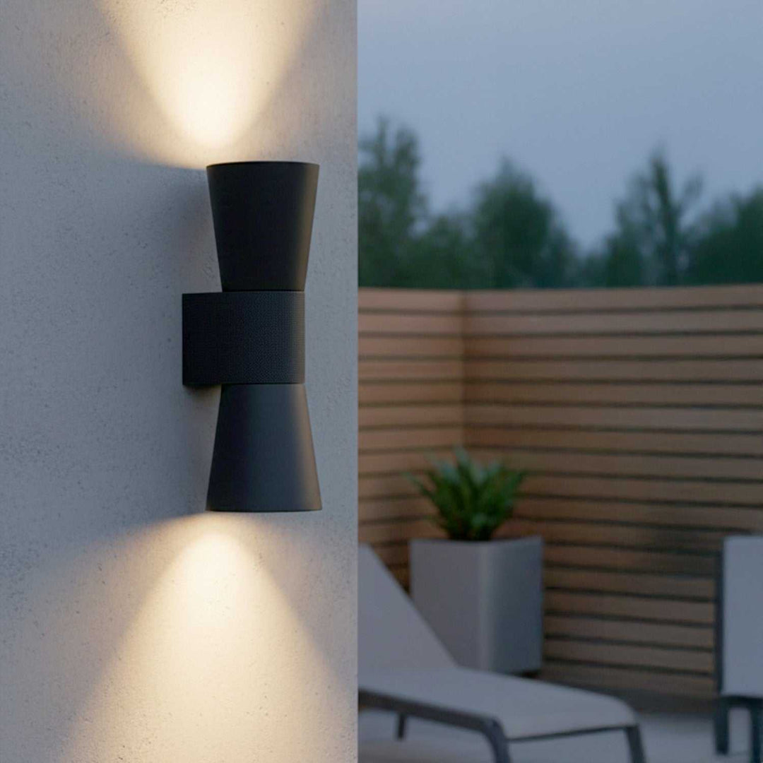 Rami Two Light Outdoor Wall Lantern in Sand Black Canarm Canada