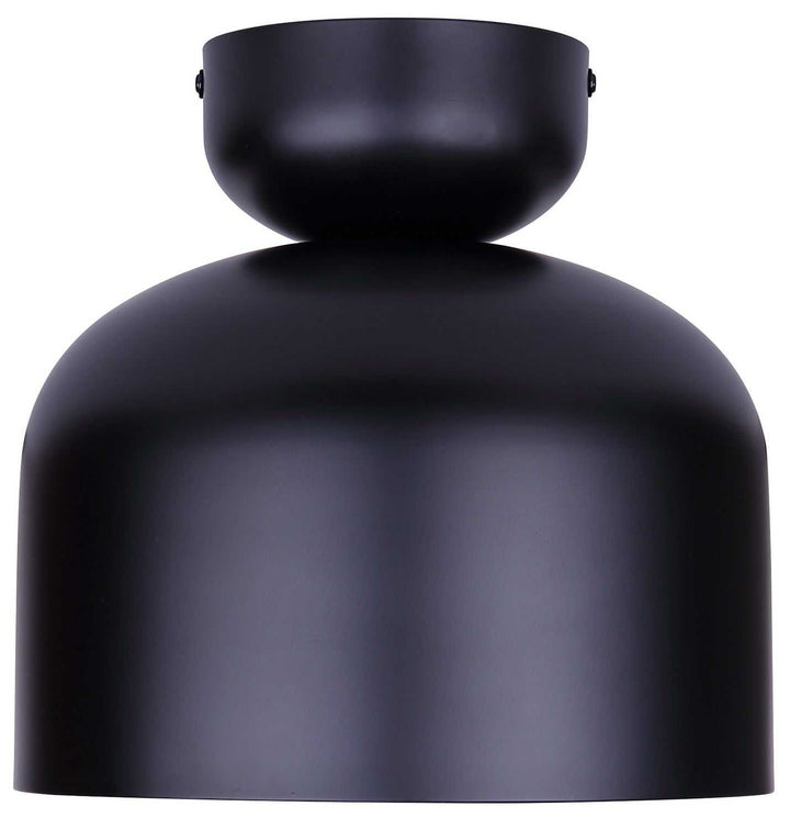 Caleb One Light Flush Mount in Matte Black & Faux Wood Canarm Canada
