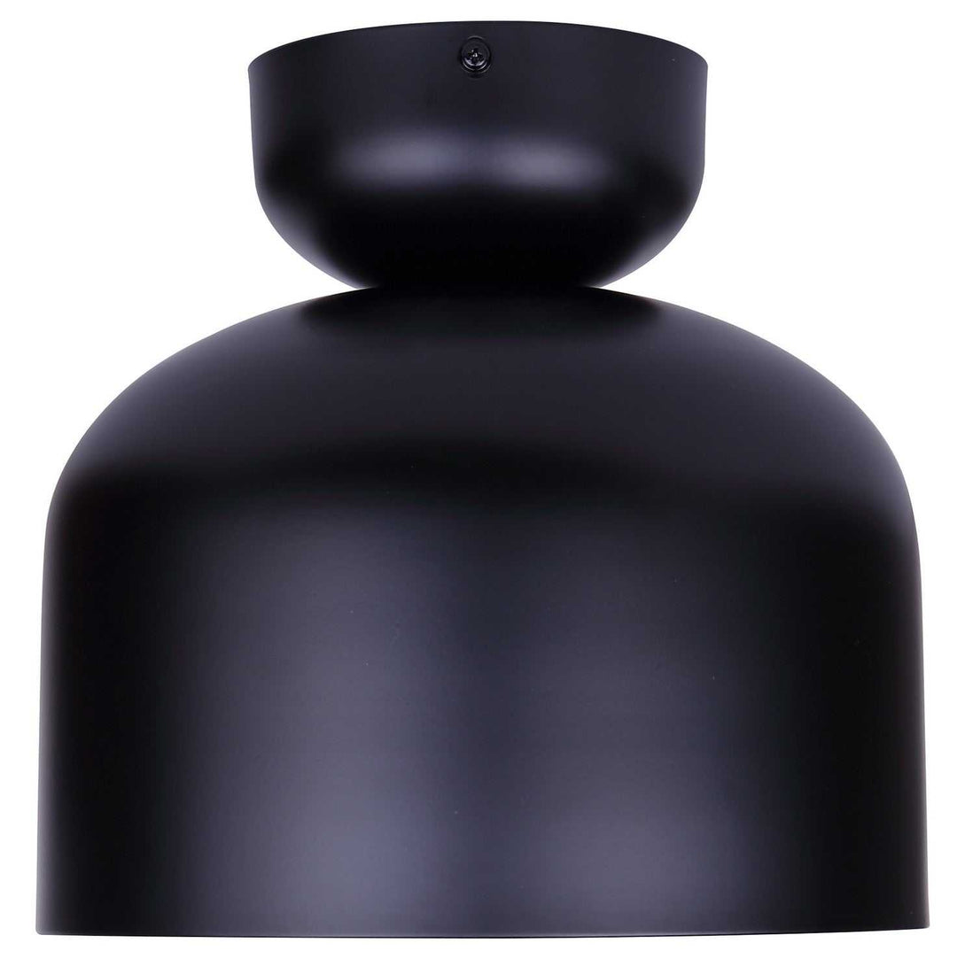 Caleb One Light Flush Mount in Matte Black & Faux Wood Canarm Canada