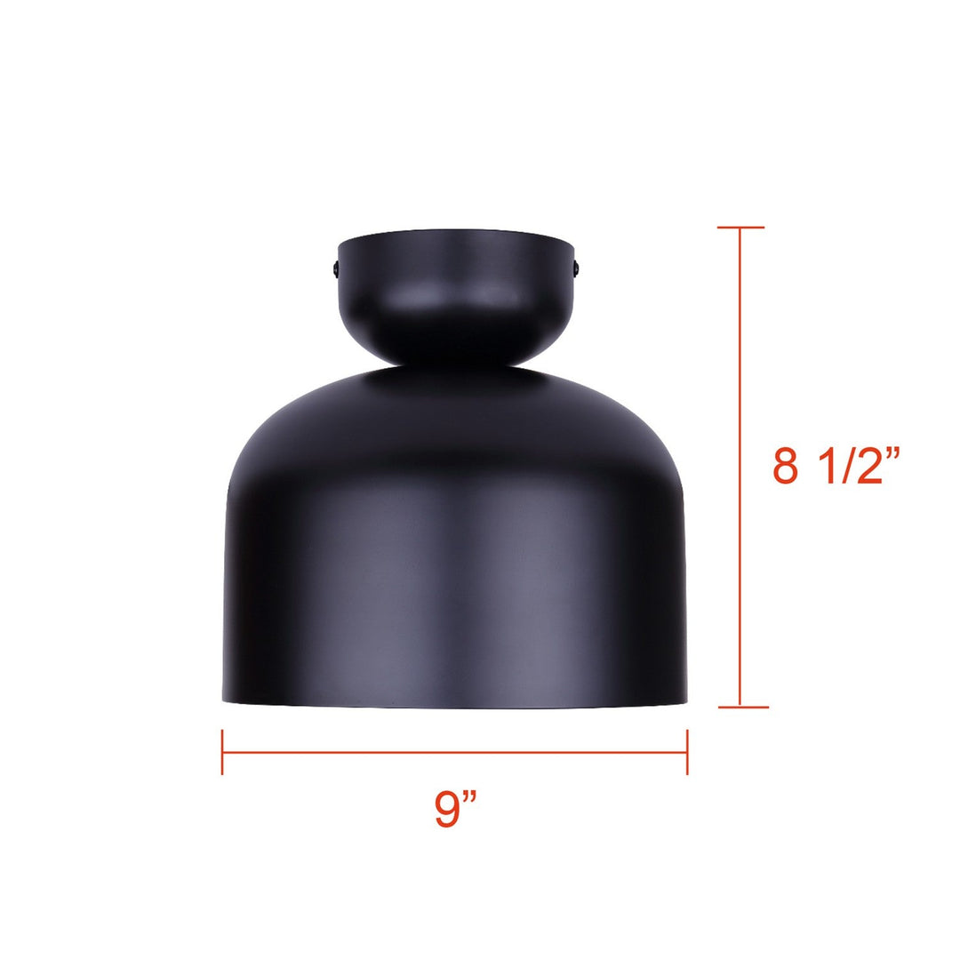 Caleb One Light Flush Mount in Matte Black & Faux Wood Canarm Canada