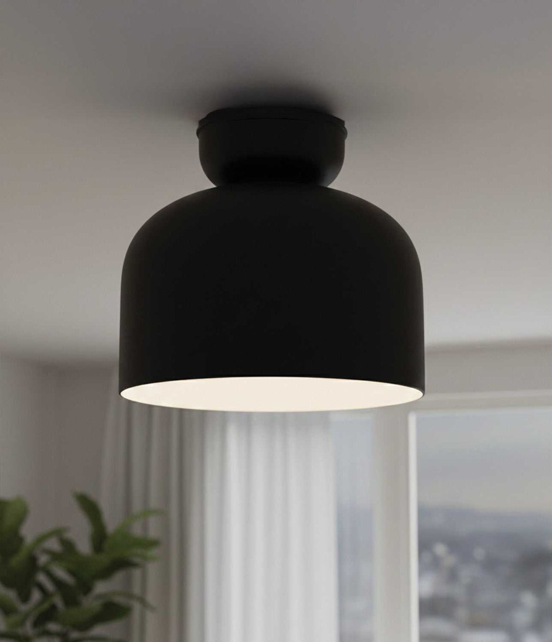 Caleb One Light Flush Mount in Matte Black & Faux Wood Canarm Canada