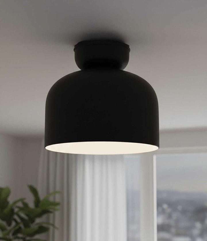 Caleb One Light Flush Mount in Matte Black & Faux Wood Canarm Canada