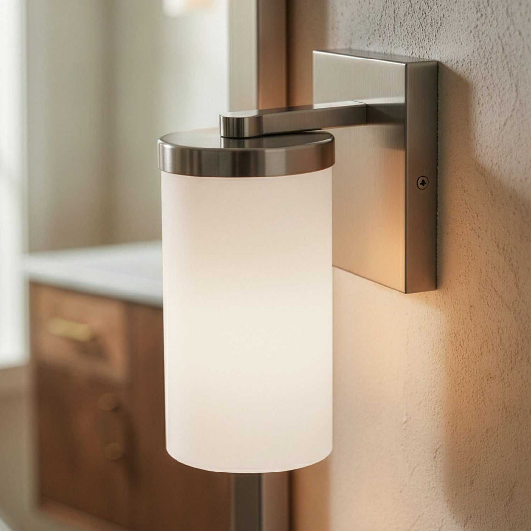 Britton One Light Wall Sconce in Brushed Nickel Canarm Canada