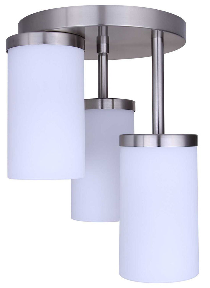 Britton Three Light Semi-Flush Mount in Brushed Nickel Canarm Canada