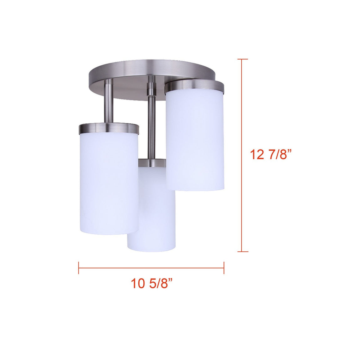 Britton Three Light Semi-Flush Mount in Brushed Nickel Canarm Canada
