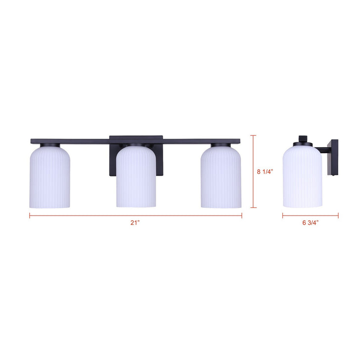 Bram Three Light Vanity in Matte Black Canarm Canada