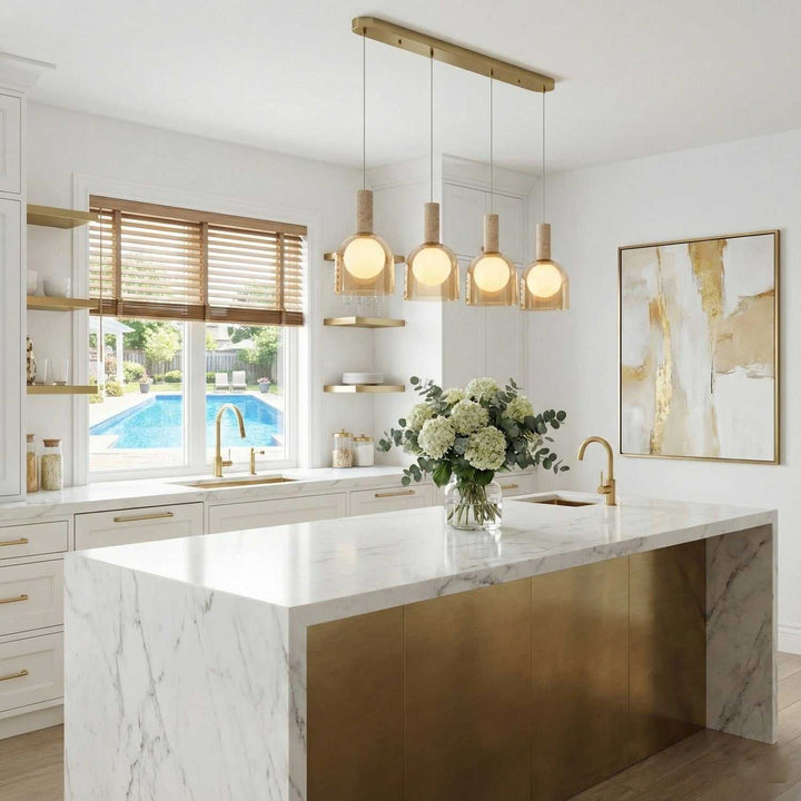 Artcraft Canada - SC13384BR - Four Light Island Pendant - Juna - Brass
