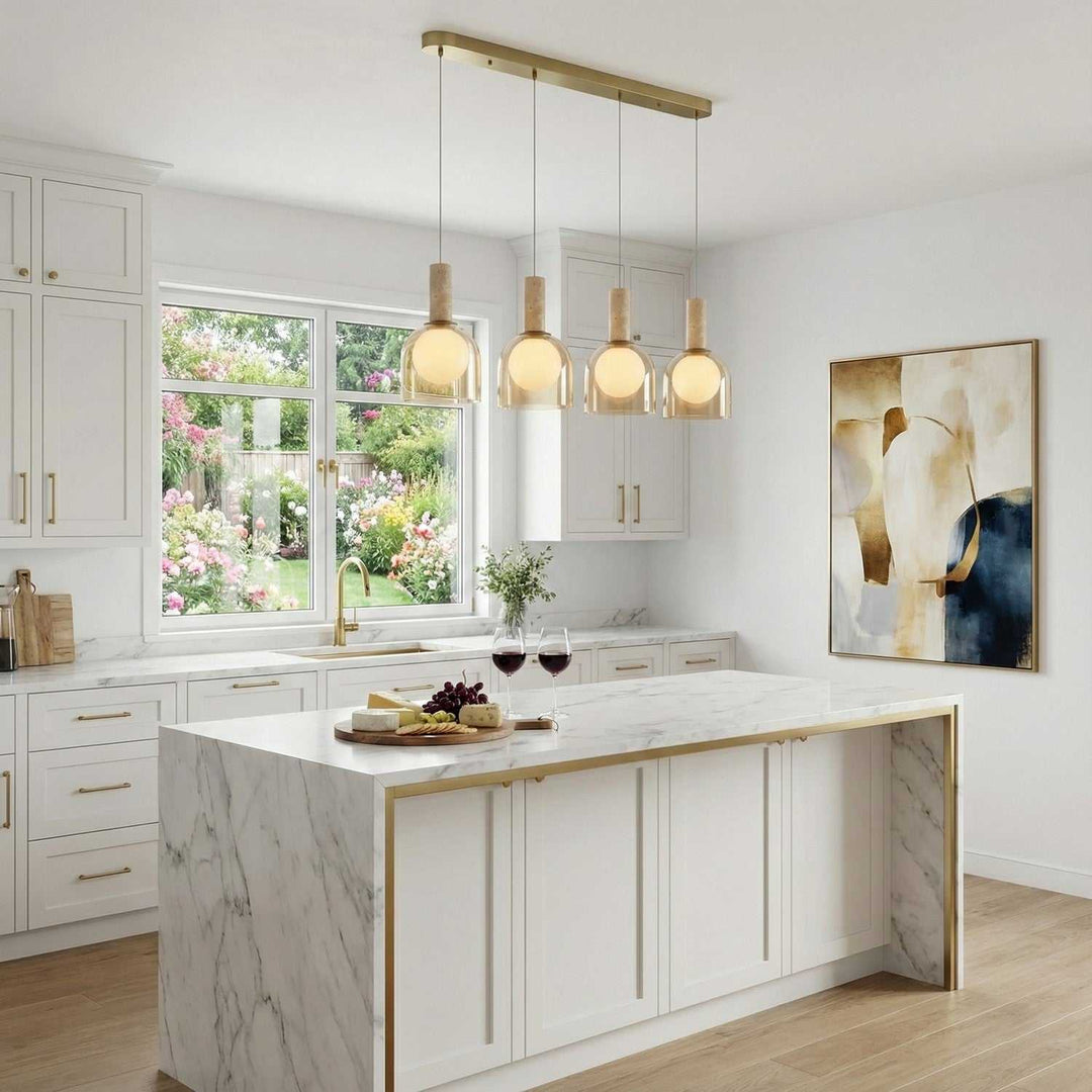 Artcraft Canada - SC13384BR - Four Light Island Pendant - Juna - Brass