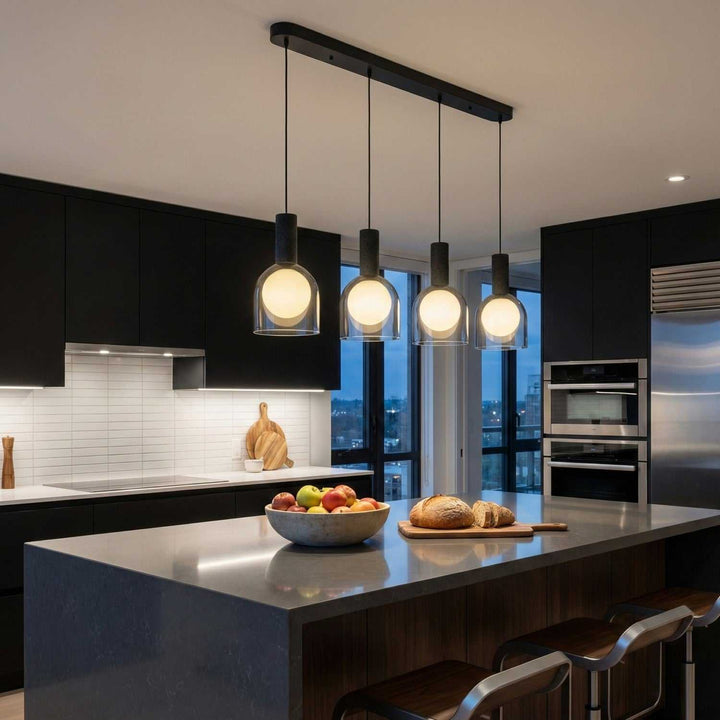Artcraft Canada - SC13384BK - Four Light Island Pendant - Juna - Black