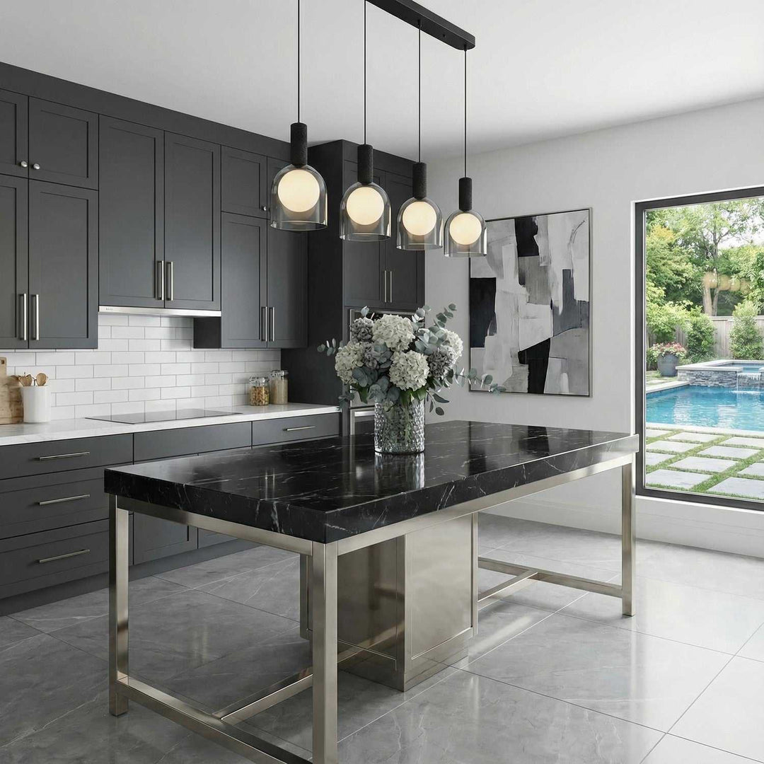 Artcraft Canada - SC13384BK - Four Light Island Pendant - Juna - Black