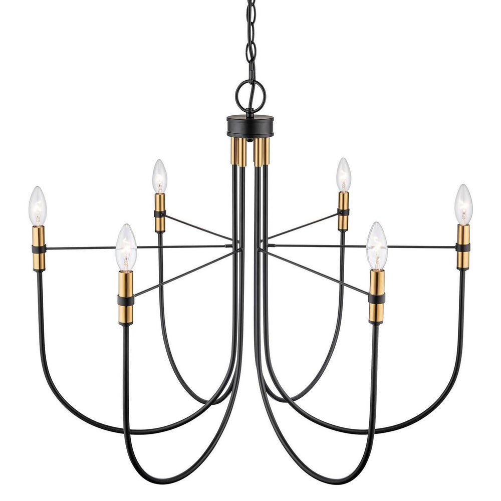 Foundry Six Light Chandelier in Black Artcraft Canada