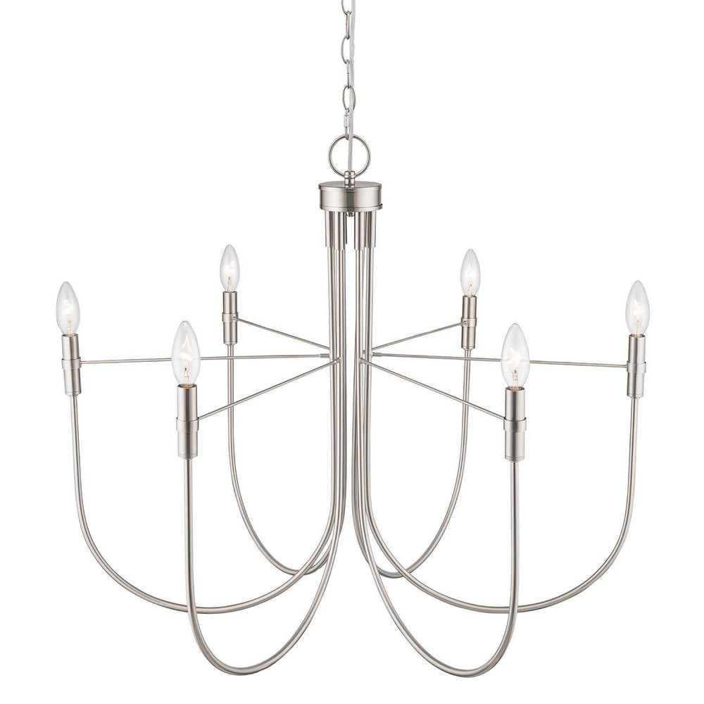 Foundry Six Light Chandelier in Brushed Nickel Artcraft Canada
