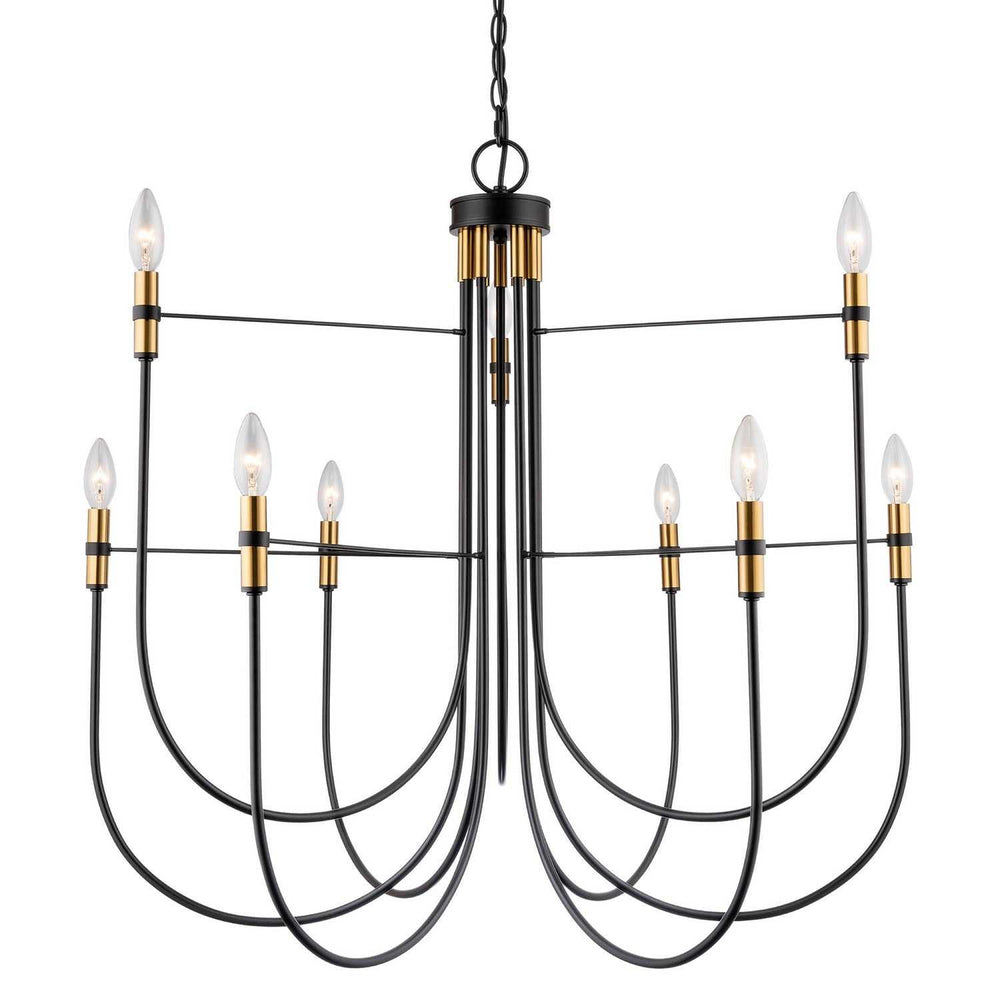 Foundry Nine Light Chandelier in Black Artcraft Canada