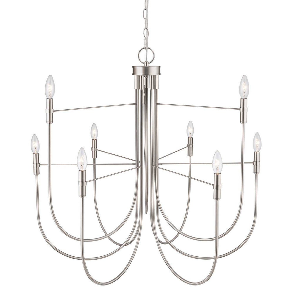 Foundry Nine Light Chandelier in Brushed Nickel Artcraft Canada
