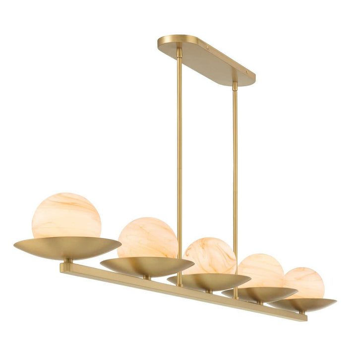 Olenne Five Light Linear Chandelier in Legacy Brass Minka-Lavery