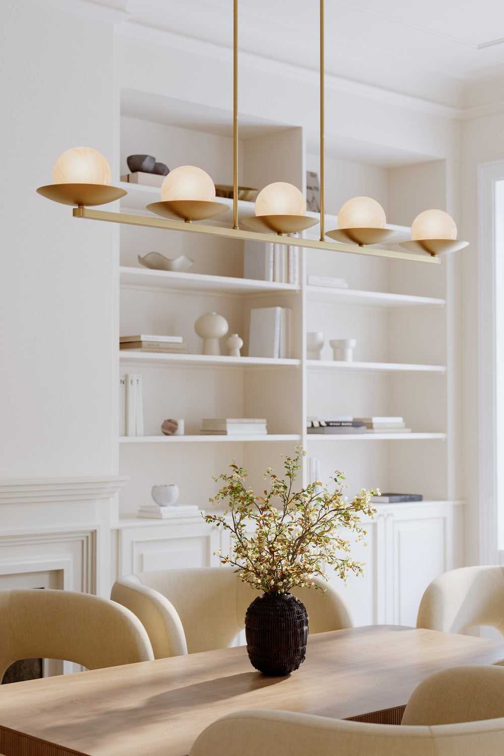 Olenne Five Light Linear Chandelier in Legacy Brass Minka-Lavery