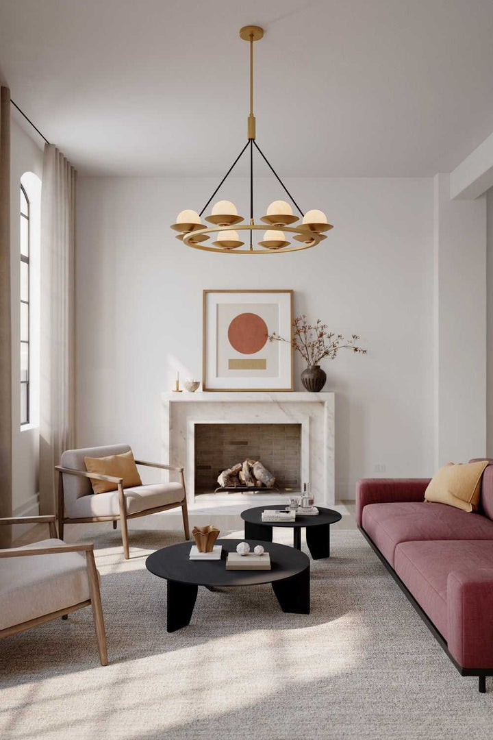 Olenne Eight Light Pendant in Legacy Brass Minka-Lavery