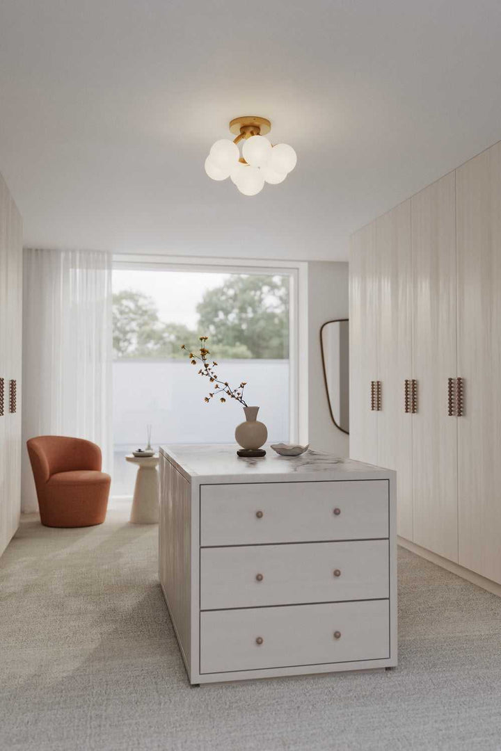 Lunara Seven Light Semi-Flush Mount in Legacy Brass Minka-Lavery