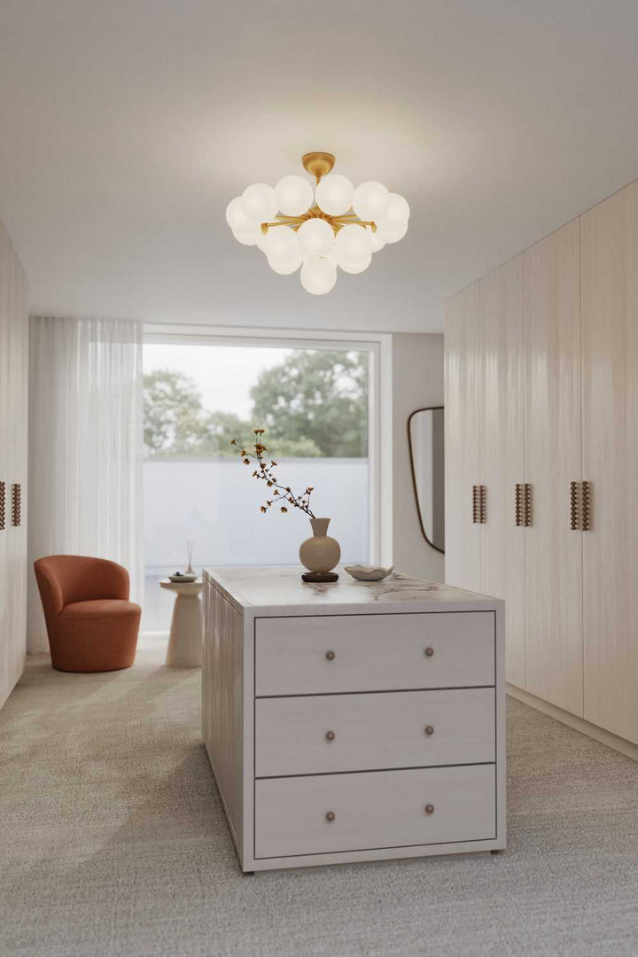 Lunara 19 Light Convertible Chandelier/Semi-Flush Mount in Legacy Brass Minka-Lavery