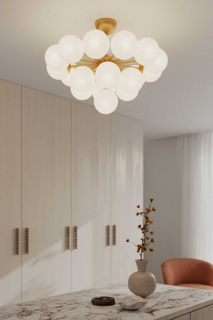 Lunara 19 Light Convertible Chandelier/Semi-Flush Mount in Legacy Brass Minka-Lavery