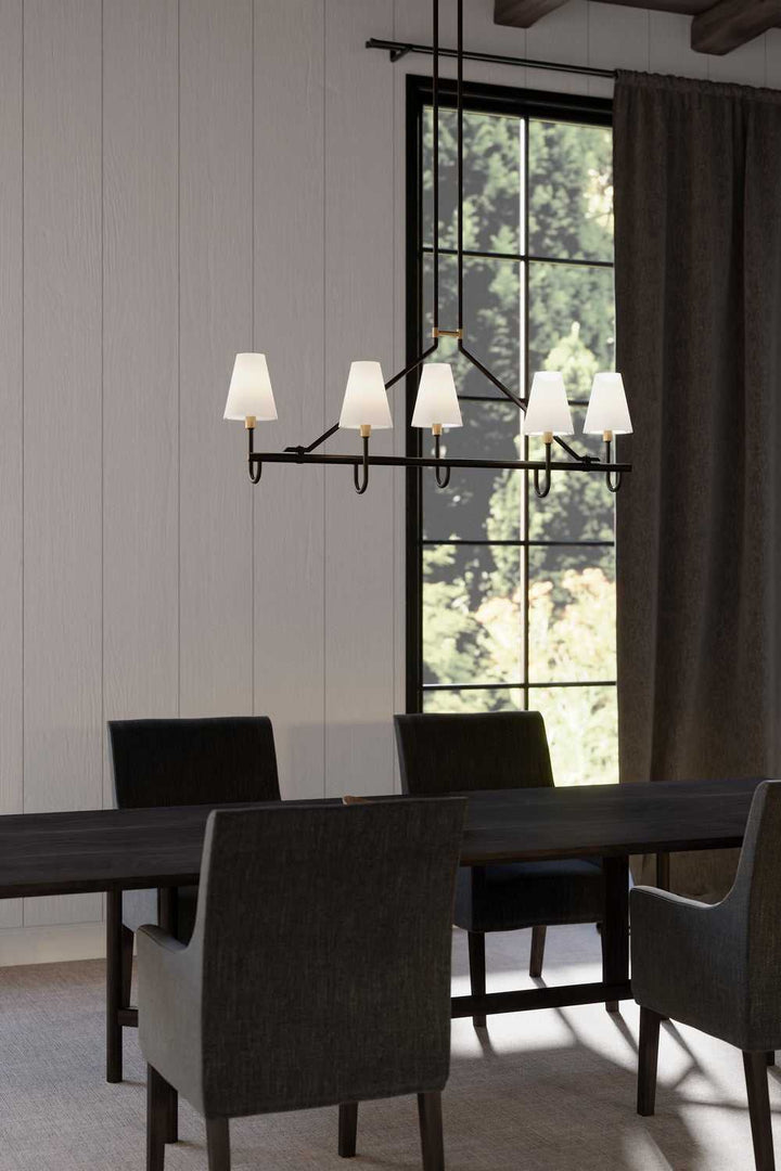 Bellforge Five Light Linear Chandelier in Legacy Brass Minka-Lavery
