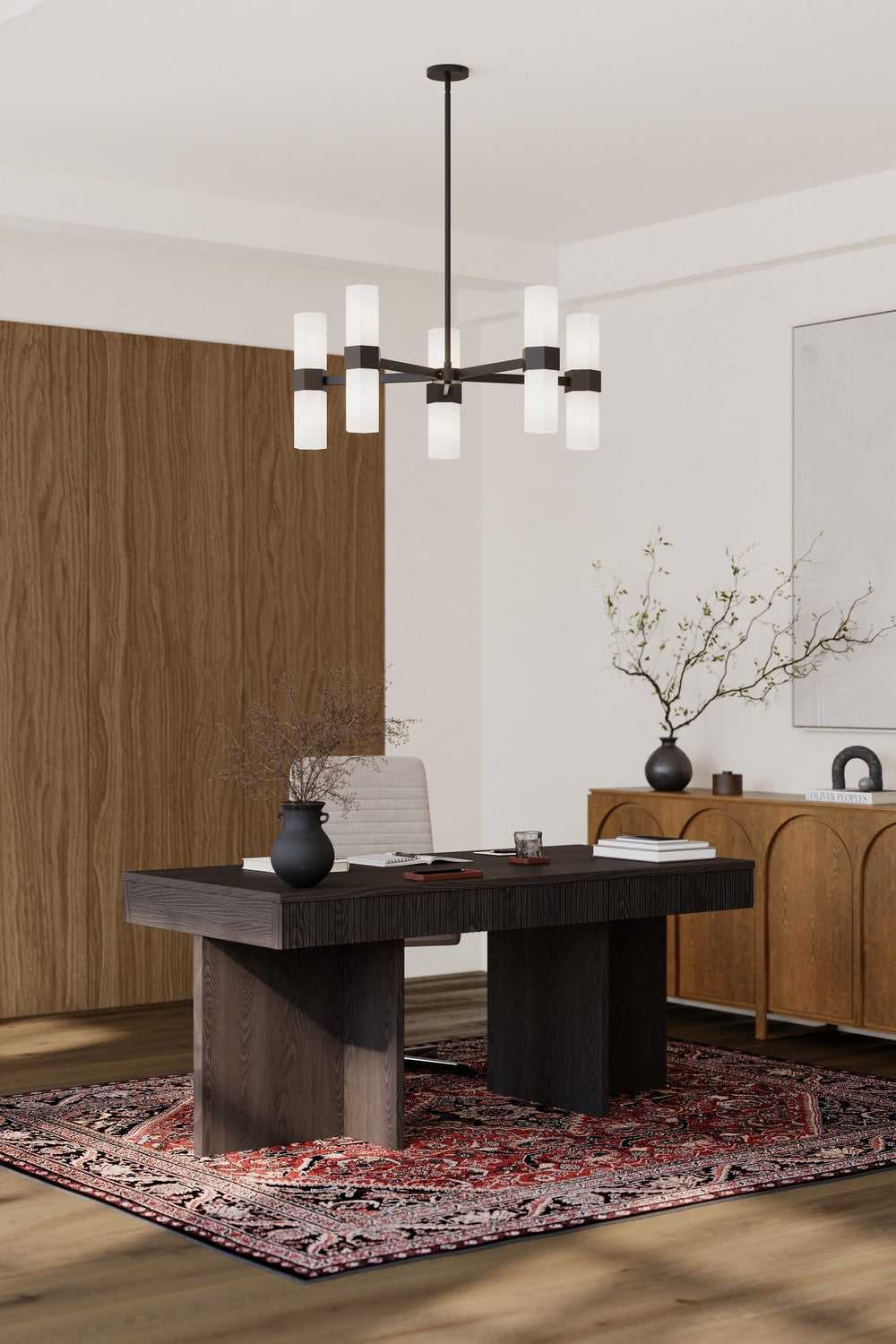 Delgada Ten Light Chandelier in Dark Matte Black Minka-Lavery