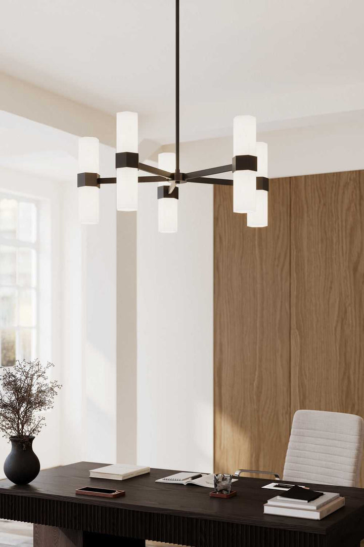 Delgada Ten Light Chandelier in Dark Matte Black Minka-Lavery