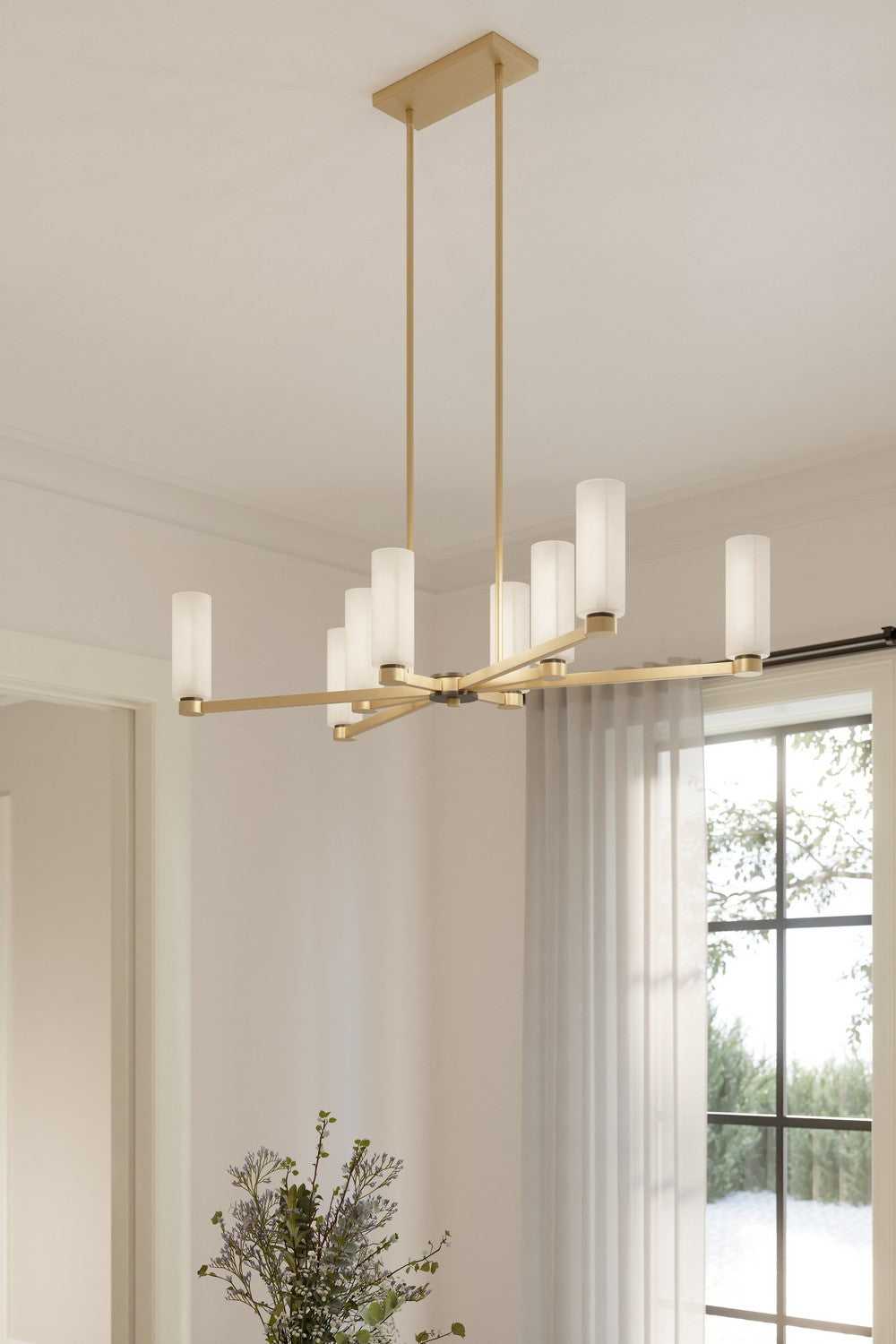 Wexmere Eight Light Linear Chandelier in Legacy Brass Minka-Lavery