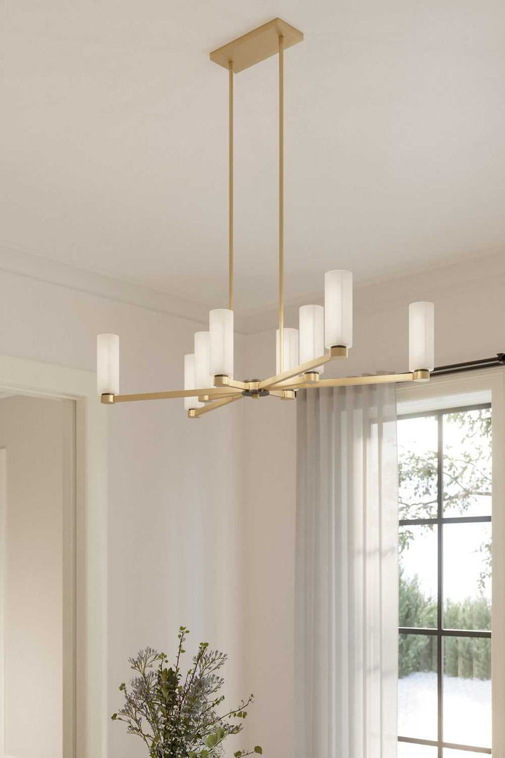 Wexmere Eight Light Linear Chandelier in Legacy Brass Minka-Lavery