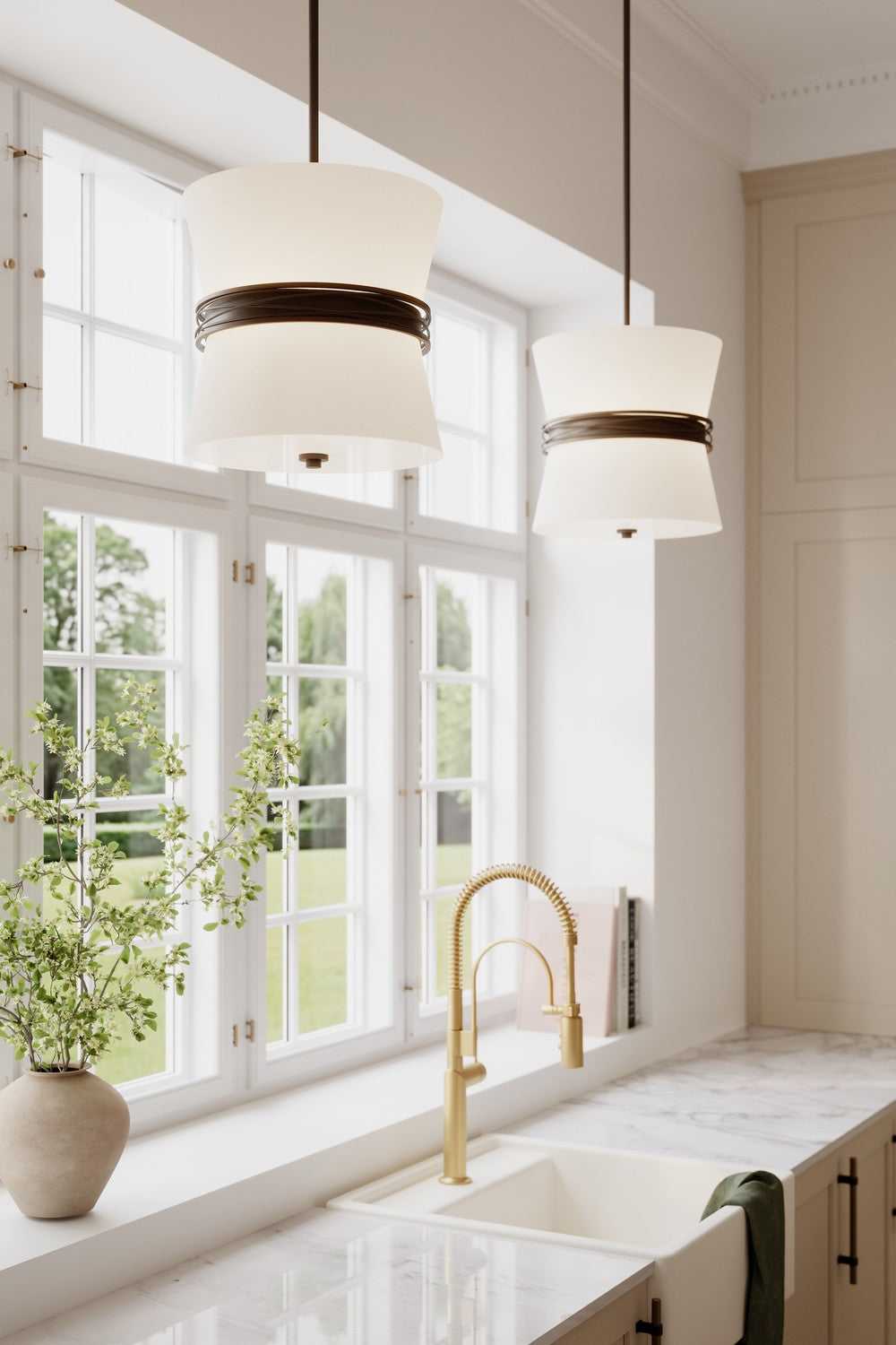 Dalvor Three Light Pendant in Dark Bronze Minka-Lavery