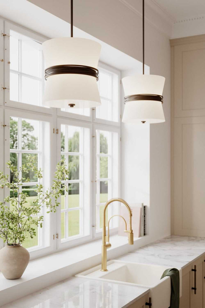 Dalvor Three Light Pendant in Dark Bronze Minka-Lavery