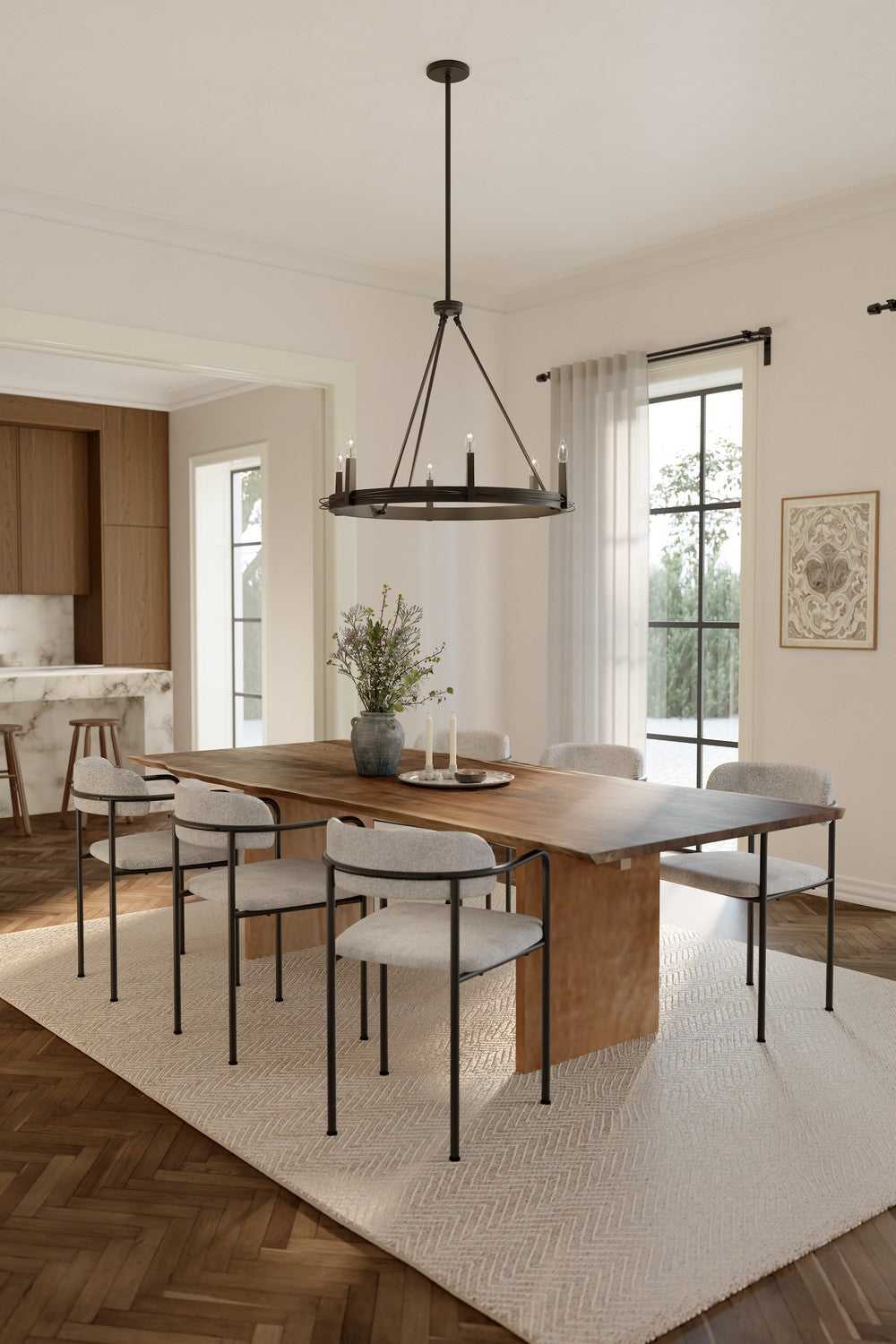 Dalvor Six Light Pendant in Dark Bronze Minka-Lavery